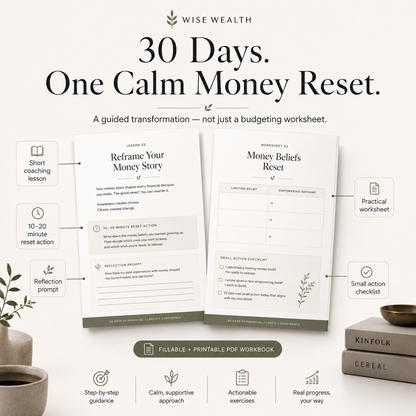30-Day Money Reset Workbook | Fillable & Printable Budget PDF