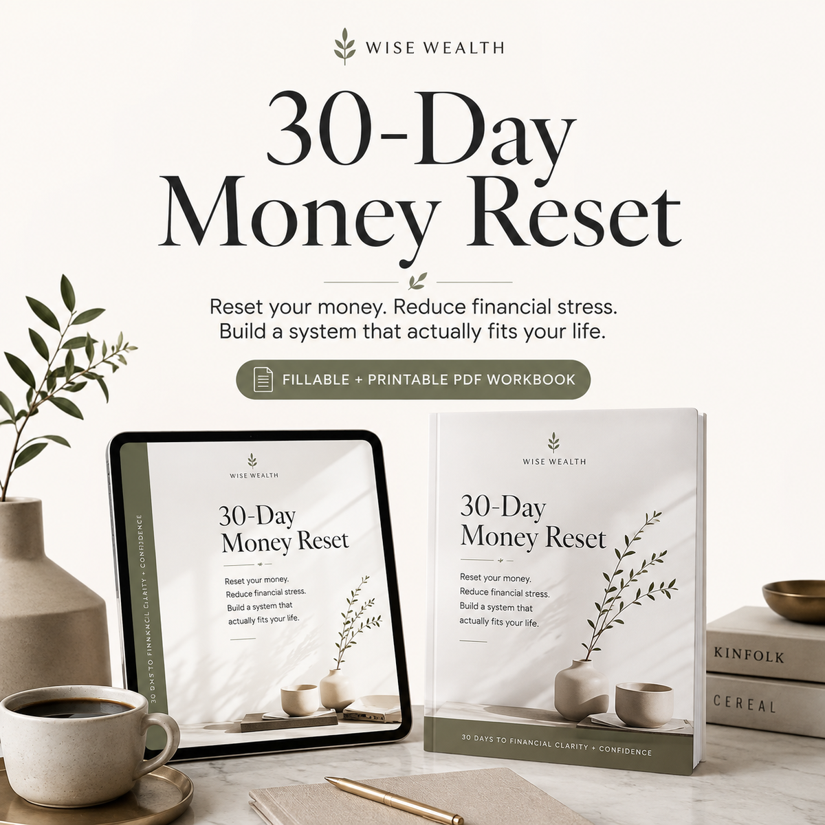 30-Day Money Reset Workbook | Fillable & Printable Budget PDF
