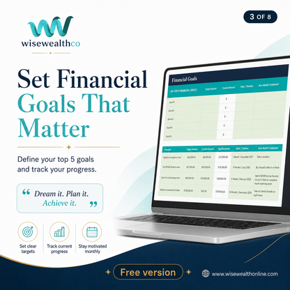 Free Excel Budget Workbook showcasing financial goals tracking in an organized Excel format.