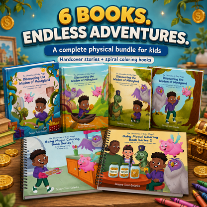 Complete Baby Mogul Collection featuring all 6 hardcover illustration and coloring book set