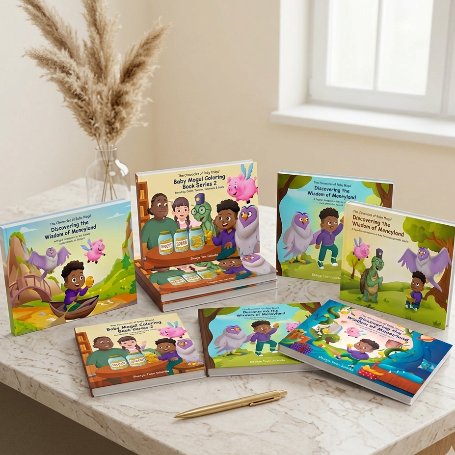 Complete Baby Mogul Collection featuring all 6 hardcover illustration and coloring book set