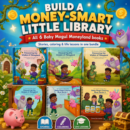 Complete Baby Mogul Collection featuring all 6 hardcover illustration and coloring book set