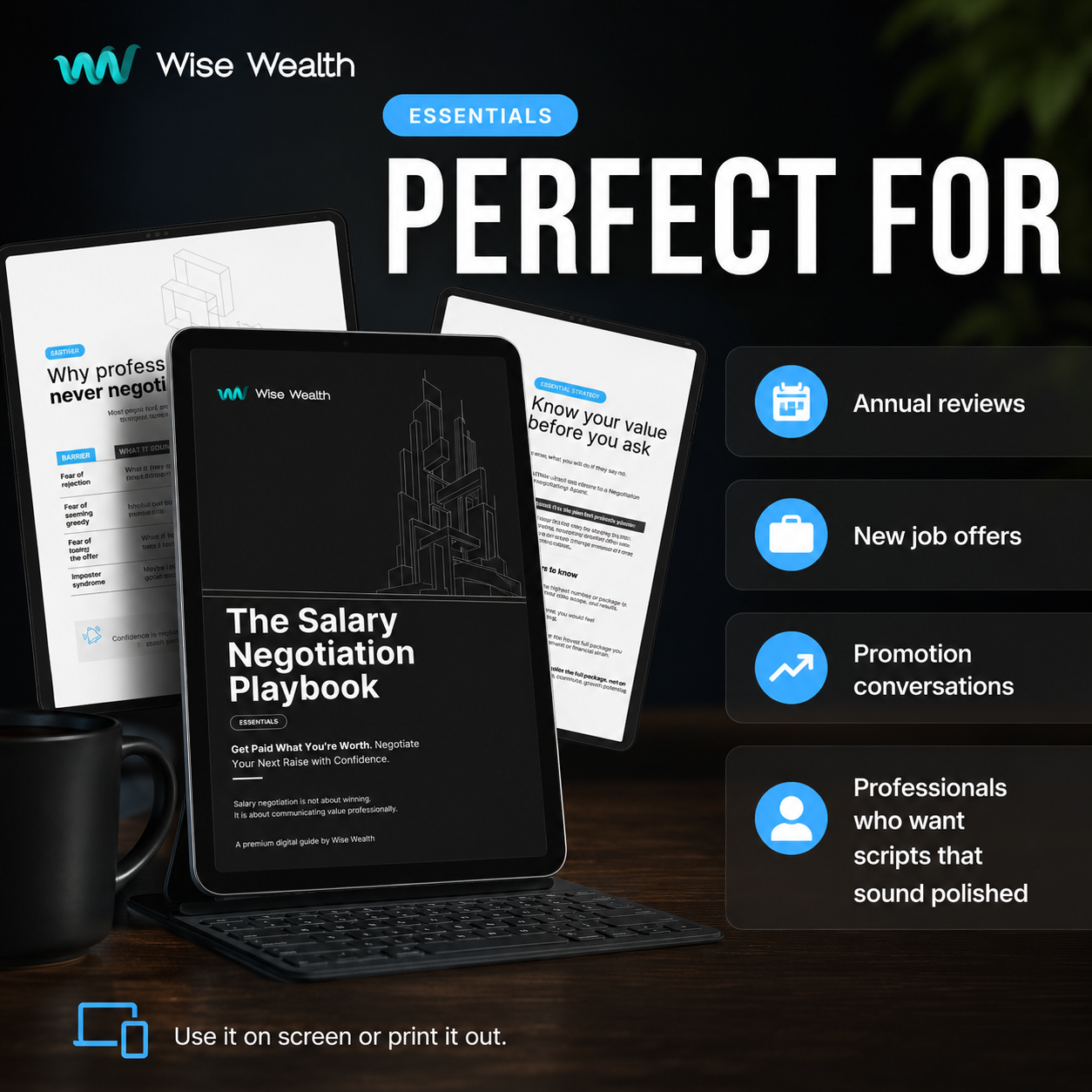 The Salary Negotiation Playbook Essentials digital guide for negotiating raises and job offers.
