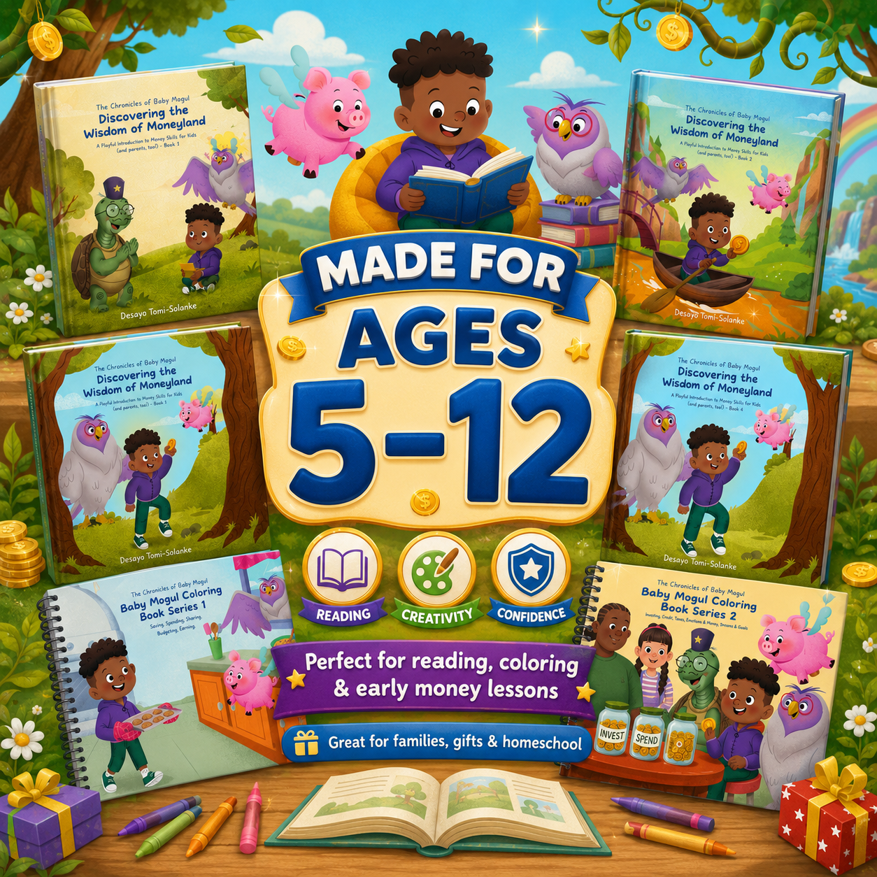 Complete Baby Mogul Collection featuring all 6 hardcover illustration and coloring book set