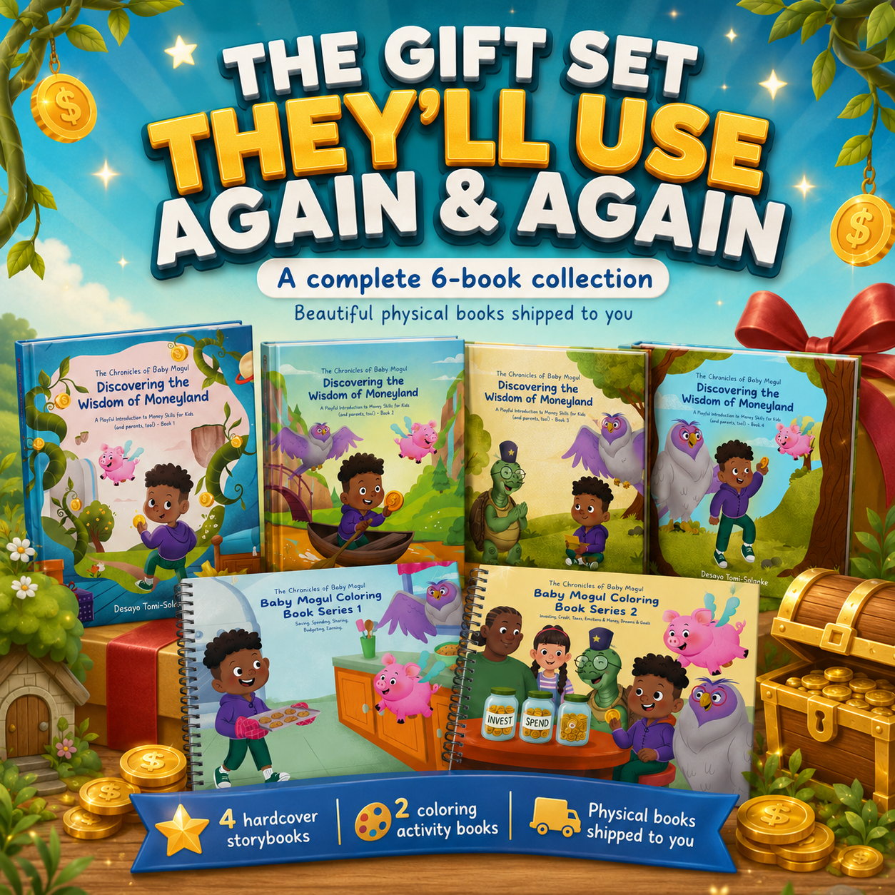 Complete Baby Mogul Collection featuring all 6 hardcover illustration and coloring book set