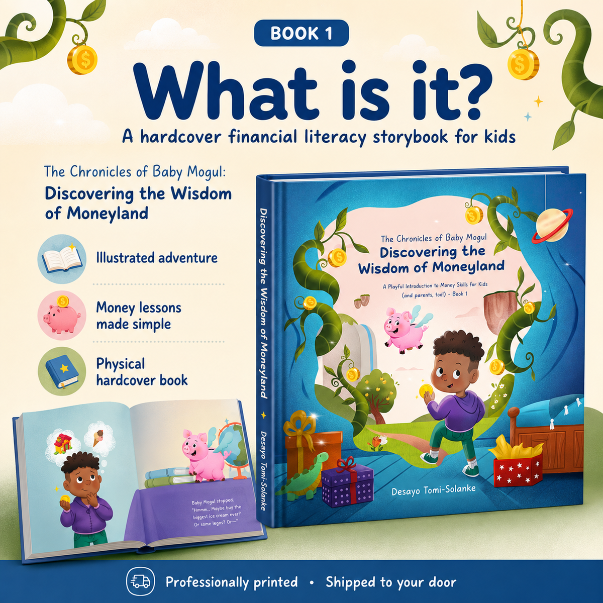 
The Chronicles of Baby Mogul Book 1 hardcover financial literacy storybook for kids