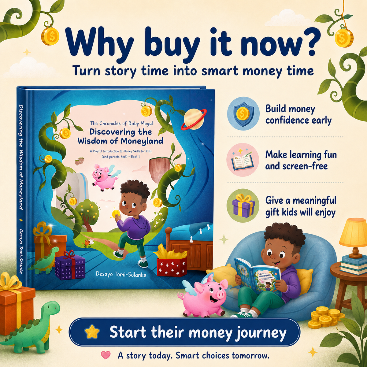 The Chronicles of Baby Mogul Book 1 helps kids build money confidence through a fun illustrated story