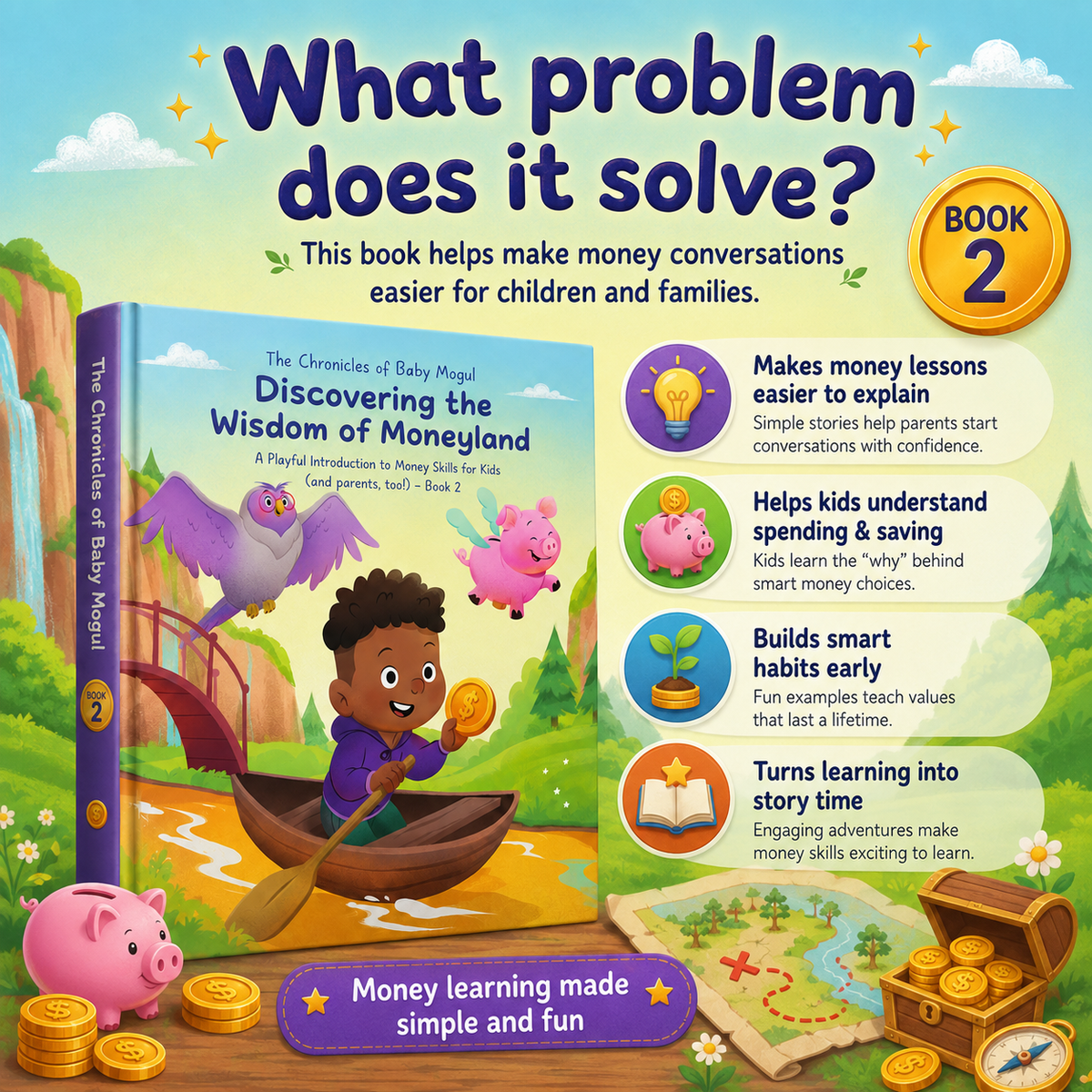 Physical hardcover copy of The Chronicles of Baby Mogul Book 2 with colorful illustrated pages
