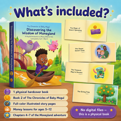 What is included with The Chronicles of Baby Mogul Book 2 physical hardcover financial literacy book