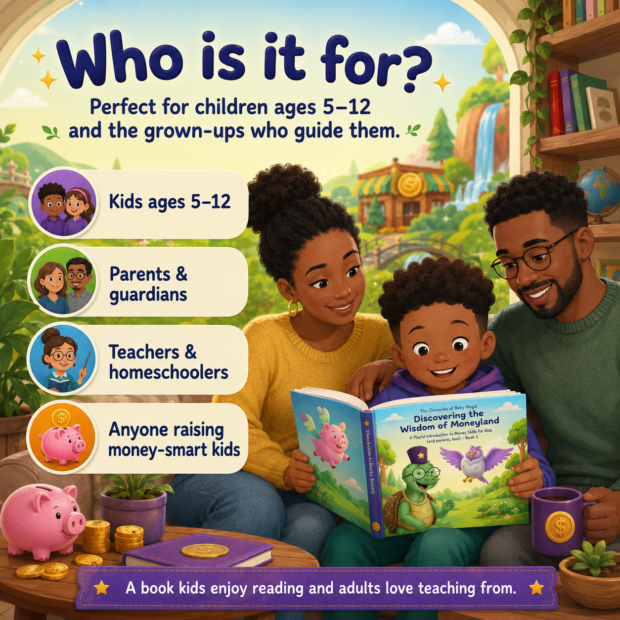 Physical hardcover copy of The Chronicles of Baby Mogul Book 3 with full-color illustrated pages