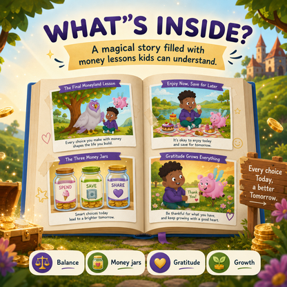 Physical hardcover copy of The Chronicles of Baby Mogul Book 4 with full-color illustrated story pages