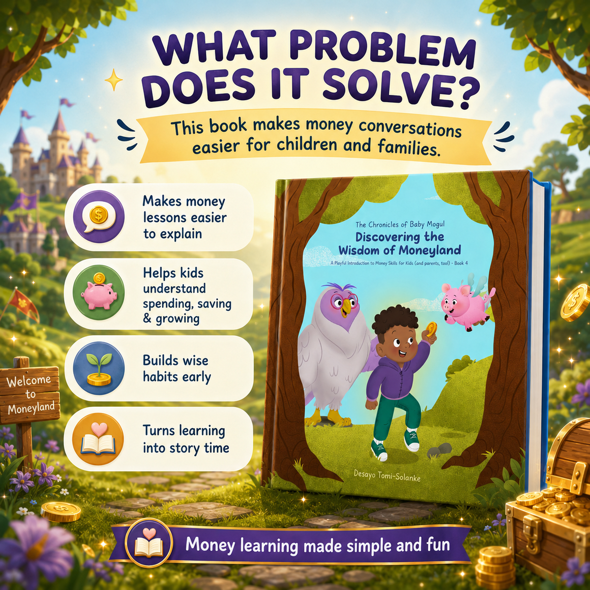 Physical hardcover copy of The Chronicles of Baby Mogul Book 4 with full-color illustrated story pages