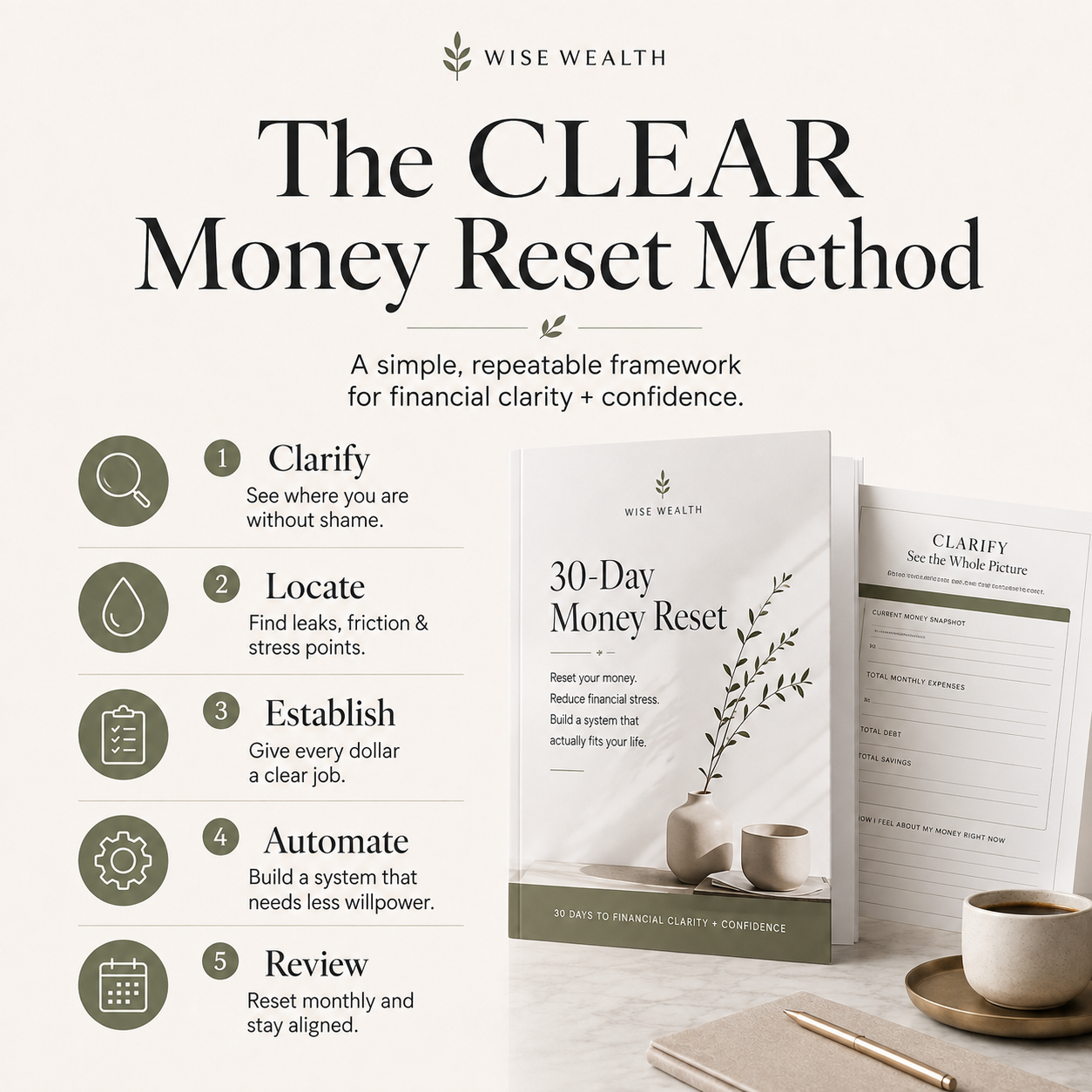 30-Day Money Reset Workbook | Fillable & Printable Budget PDF