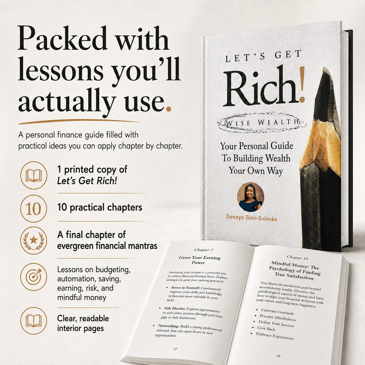 Let's Get Rich Book personal finance guide hardcover book