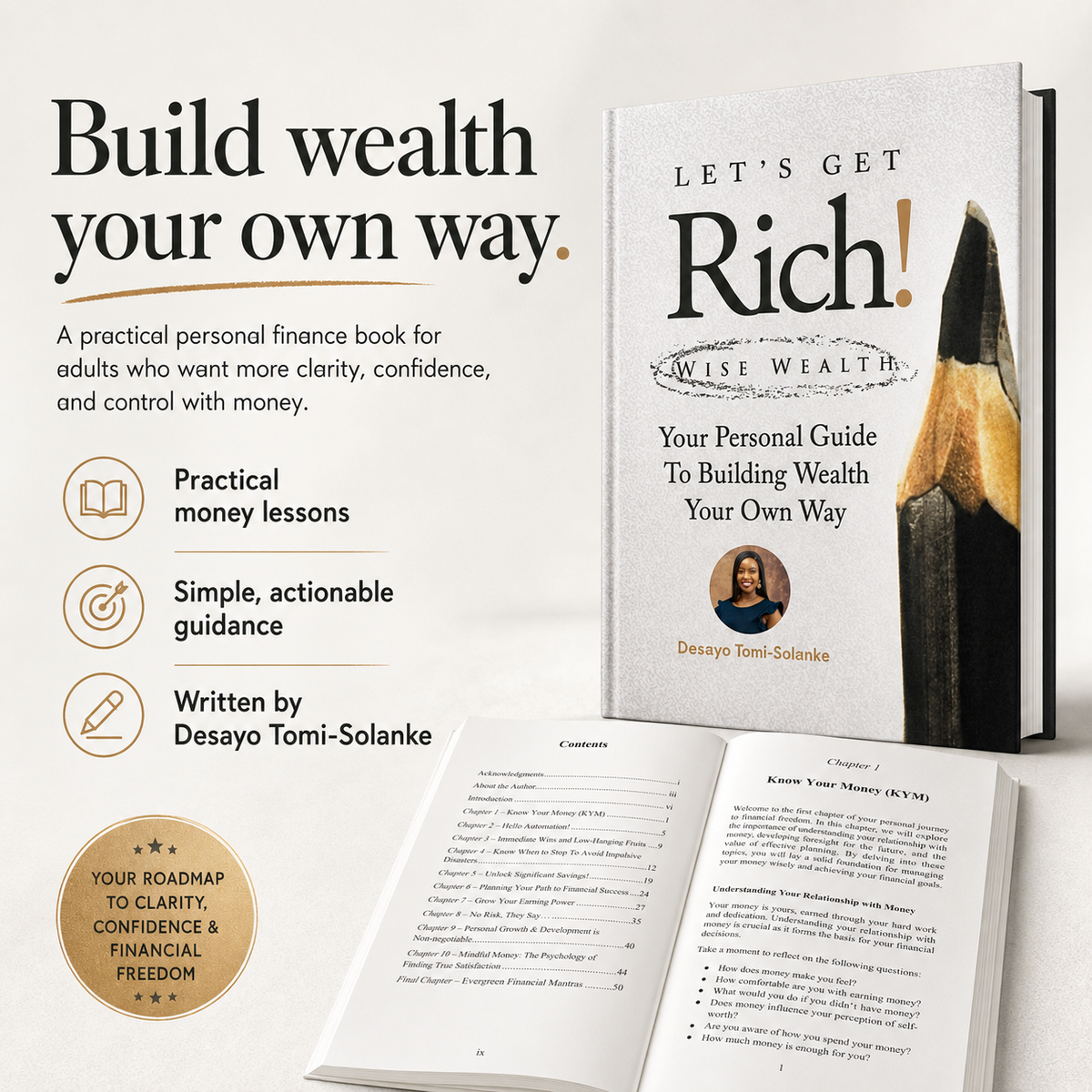 Let's Get Rich Book personal finance guide hardcover book